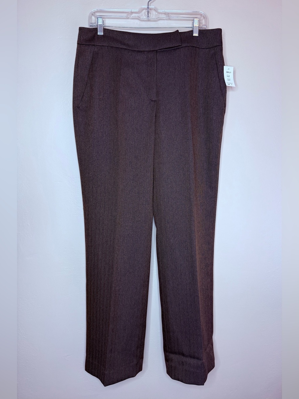 NWT Coffee Brown Herringbone Dress Pants Fully Lined Size 12